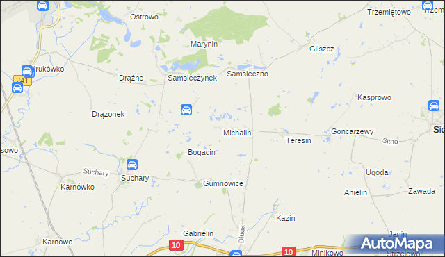 mapa Michalin gmina Nakło nad Notecią, Michalin gmina Nakło nad Notecią na mapie Targeo