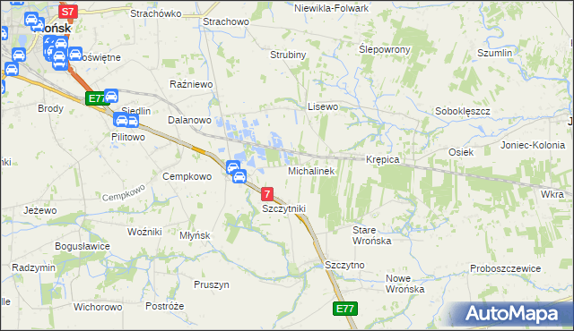 mapa Michalinek gmina Płońsk, Michalinek gmina Płońsk na mapie Targeo