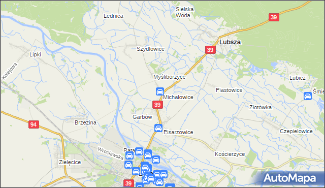 mapa Michałowice gmina Lubsza, Michałowice gmina Lubsza na mapie Targeo