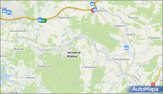 mapa Miedzianka gmina Janowice Wielkie, Miedzianka gmina Janowice Wielkie na mapie Targeo