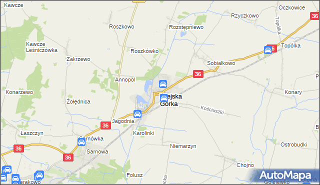 mapa Miejska Górka, Miejska Górka na mapie Targeo