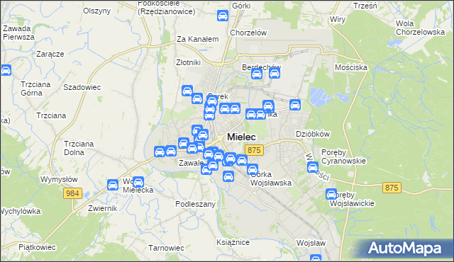 mapa Mielca, Mielec na mapie Targeo