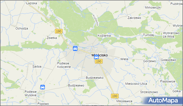 mapa Mieścisko powiat wągrowiecki, Mieścisko powiat wągrowiecki na mapie Targeo