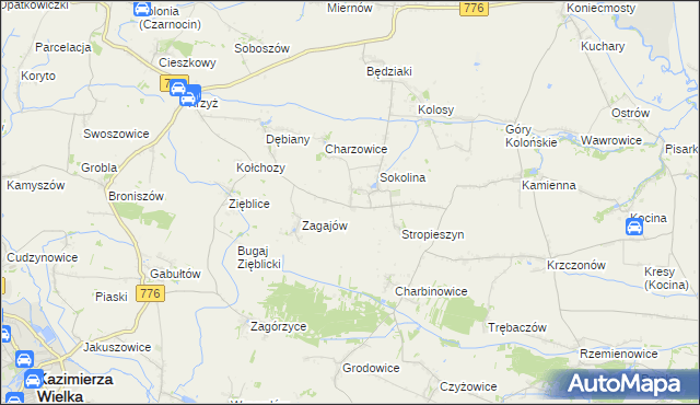 mapa Mikołajów gmina Czarnocin, Mikołajów gmina Czarnocin na mapie Targeo