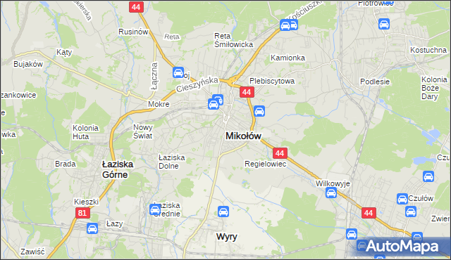 mapa Mikołów, Mikołów na mapie Targeo