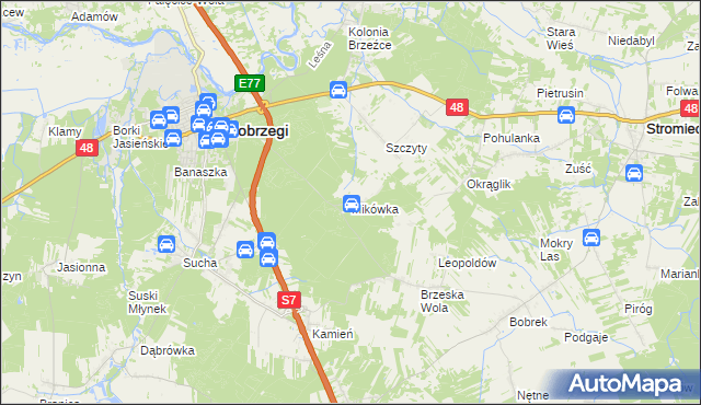 mapa Mikówka gmina Białobrzegi, Mikówka gmina Białobrzegi na mapie Targeo