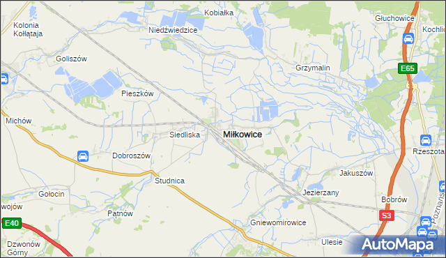 mapa Miłkowice powiat legnicki, Miłkowice powiat legnicki na mapie Targeo