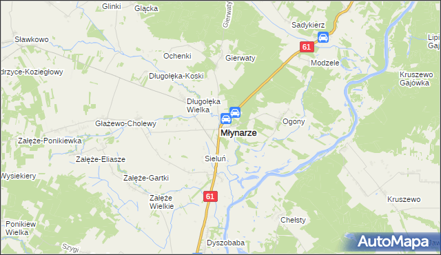 mapa Młynarze powiat makowski, Młynarze powiat makowski na mapie Targeo