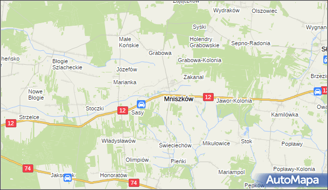 mapa Mniszków powiat opoczyński, Mniszków powiat opoczyński na mapie Targeo
