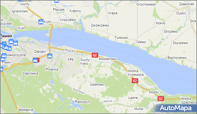 mapa Modzerowo gmina Włocławek, Modzerowo gmina Włocławek na mapie Targeo