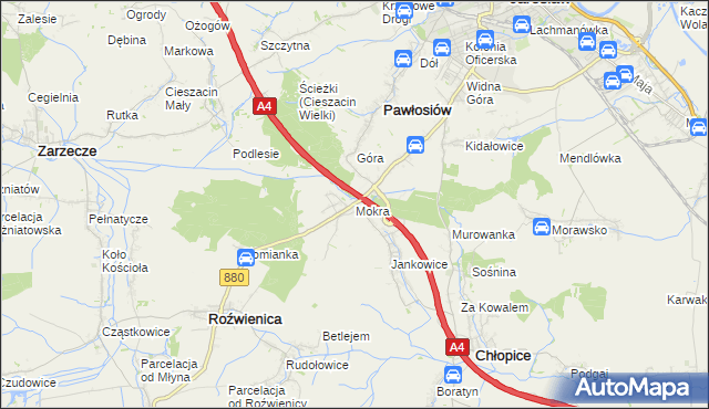 mapa Mokra gmina Roźwienica, Mokra gmina Roźwienica na mapie Targeo