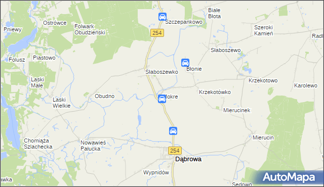 mapa Mokre gmina Dąbrowa, Mokre gmina Dąbrowa na mapie Targeo