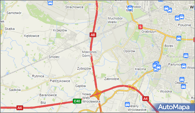 mapa Mokronos Dolny, Mokronos Dolny na mapie Targeo