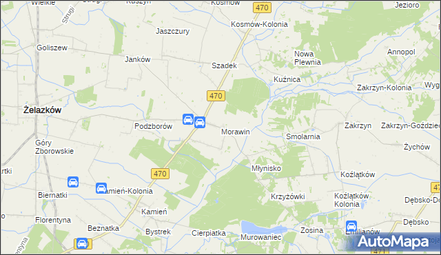 mapa Morawin gmina Ceków-Kolonia, Morawin gmina Ceków-Kolonia na mapie Targeo