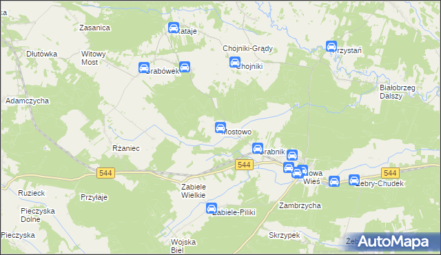 mapa Mostowo gmina Olszewo-Borki, Mostowo gmina Olszewo-Borki na mapie Targeo