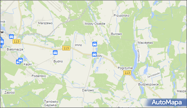 mapa Mosty gmina Goleniów, Mosty gmina Goleniów na mapie Targeo