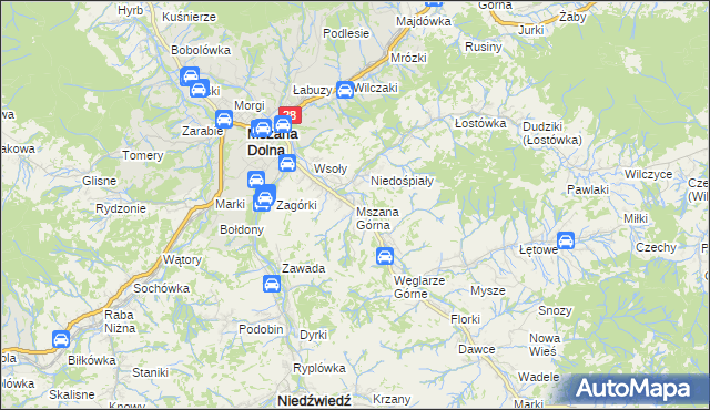 mapa Mszana Górna, Mszana Górna na mapie Targeo