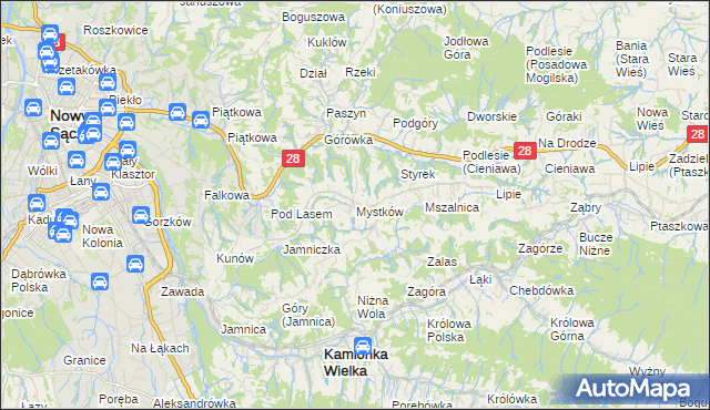 mapa Mystków, Mystków na mapie Targeo