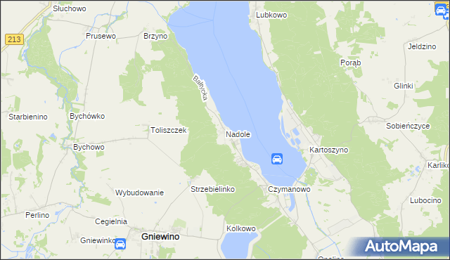 mapa Nadole gmina Gniewino, Nadole gmina Gniewino na mapie Targeo