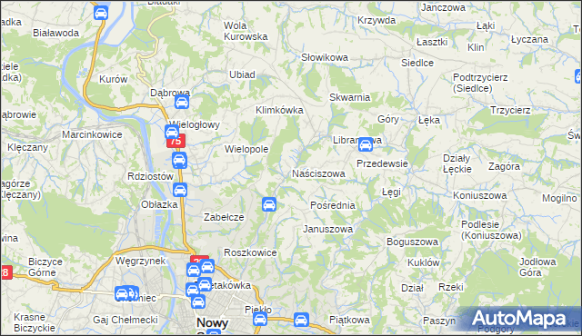 mapa Naściszowa, Naściszowa na mapie Targeo