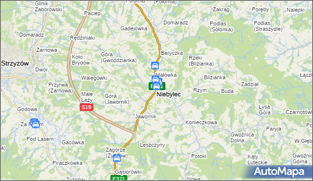 mapa Niebylec, Niebylec na mapie Targeo