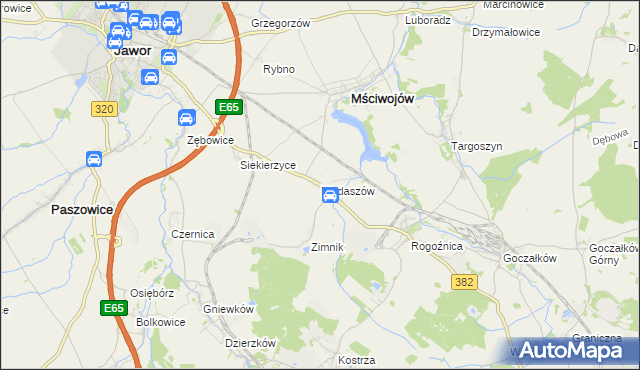 mapa Niedaszów, Niedaszów na mapie Targeo