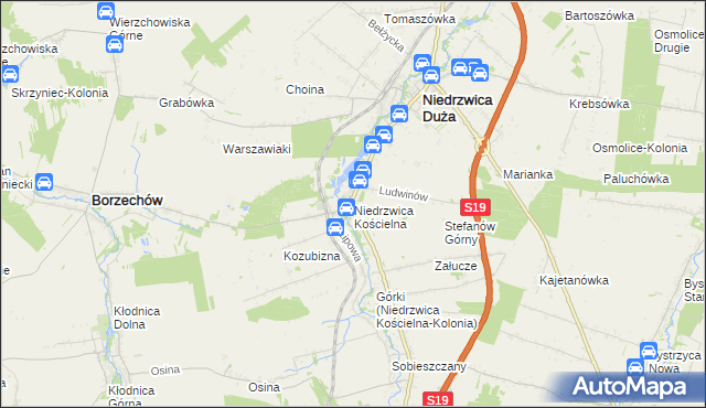 mapa Niedrzwica Kościelna, Niedrzwica Kościelna na mapie Targeo