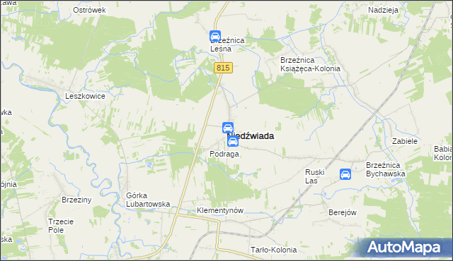 mapa Niedźwiada powiat lubartowski, Niedźwiada powiat lubartowski na mapie Targeo