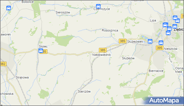mapa Niedźwiednik gmina Ziębice, Niedźwiednik gmina Ziębice na mapie Targeo