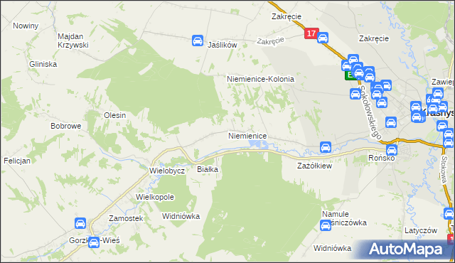 mapa Niemienice gmina Krasnystaw, Niemienice gmina Krasnystaw na mapie Targeo