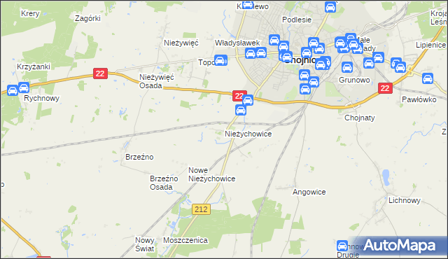 mapa Nieżychowice, Nieżychowice na mapie Targeo