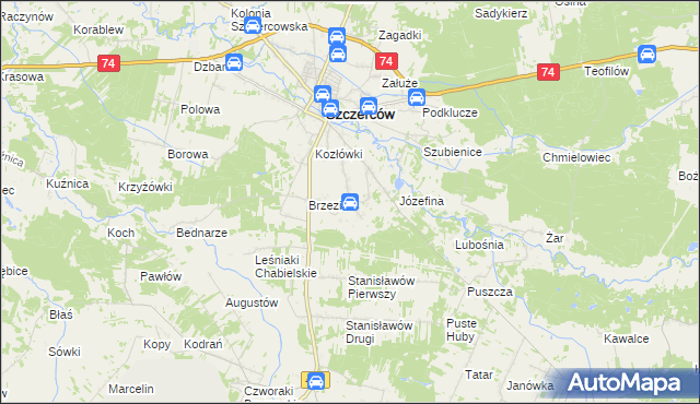 mapa Niwy gmina Szczerców, Niwy gmina Szczerców na mapie Targeo