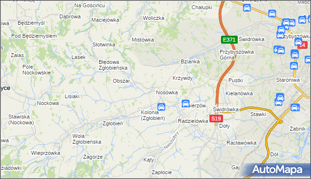 mapa Nosówka, Nosówka na mapie Targeo