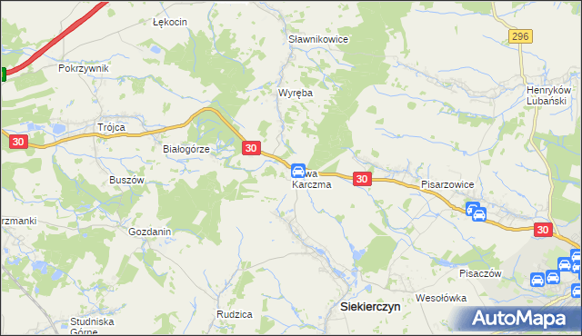mapa Nowa Karczma gmina Siekierczyn, Nowa Karczma gmina Siekierczyn na mapie Targeo