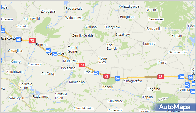 mapa Nowa Wieś gmina Busko-Zdrój, Nowa Wieś gmina Busko-Zdrój na mapie Targeo