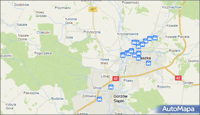 mapa Nowa Wieś gmina Gorzów Śląski, Nowa Wieś gmina Gorzów Śląski na mapie Targeo