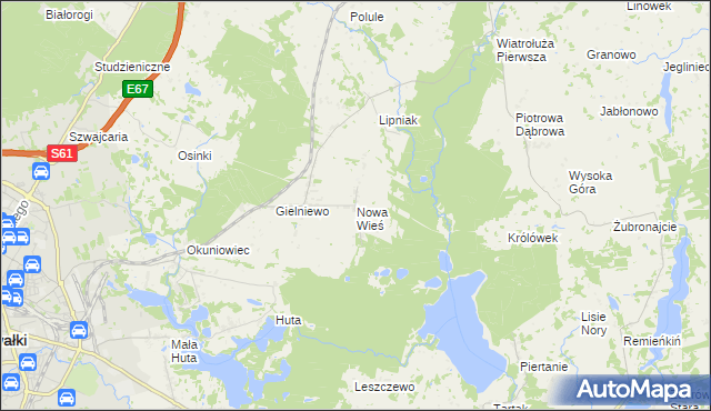 mapa Nowa Wieś gmina Suwałki, Nowa Wieś gmina Suwałki na mapie Targeo