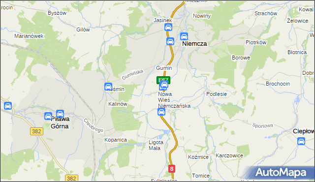 mapa Nowa Wieś Niemczańska, Nowa Wieś Niemczańska na mapie Targeo