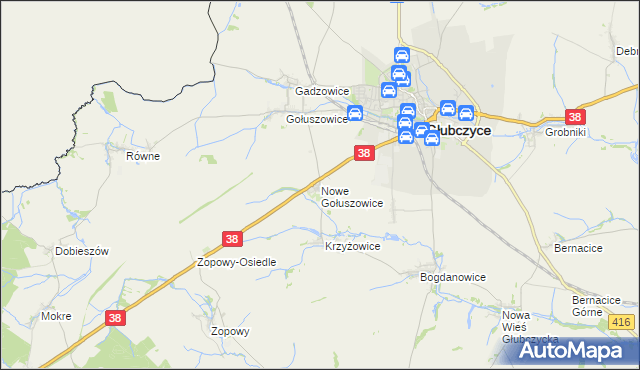 mapa Nowe Gołuszowice, Nowe Gołuszowice na mapie Targeo