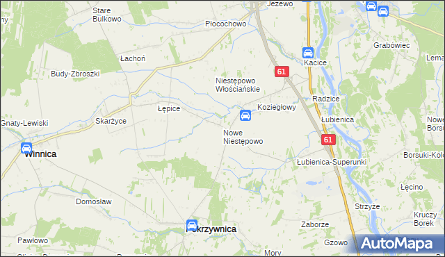 mapa Nowe Niestępowo, Nowe Niestępowo na mapie Targeo