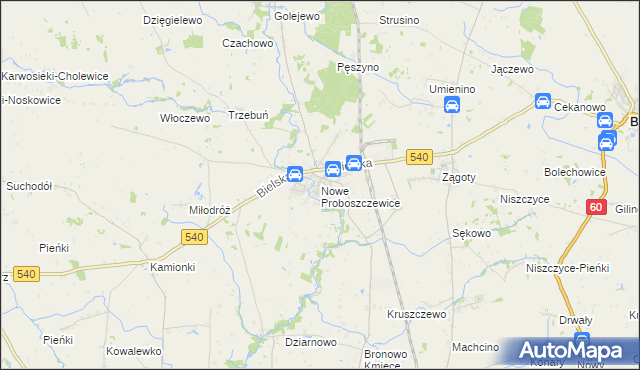 mapa Nowe Proboszczewice, Nowe Proboszczewice na mapie Targeo