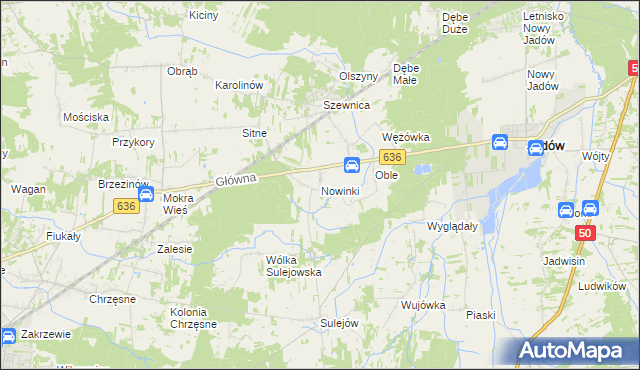 mapa Nowinki gmina Jadów, Nowinki gmina Jadów na mapie Targeo