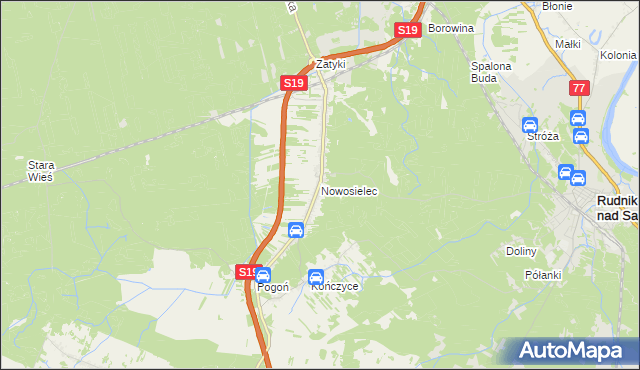 mapa Nowosielec gmina Nisko, Nowosielec gmina Nisko na mapie Targeo