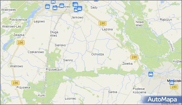 mapa Ochodza gmina Wągrowiec, Ochodza gmina Wągrowiec na mapie Targeo