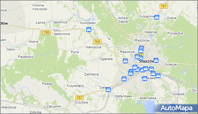 mapa Oględów, Oględów na mapie Targeo