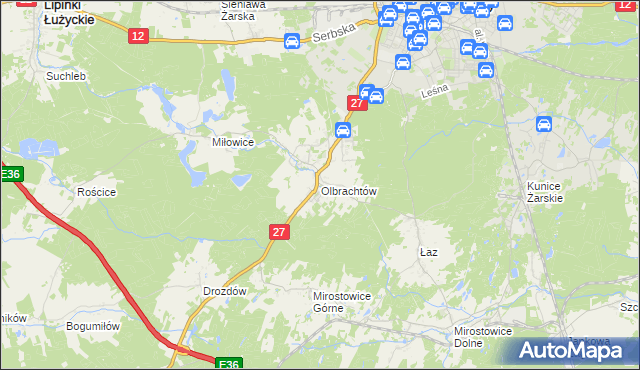 mapa Olbrachtów, Olbrachtów na mapie Targeo