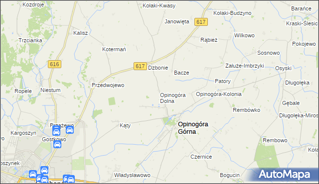 mapa Opinogóra Dolna, Opinogóra Dolna na mapie Targeo