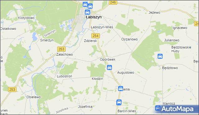mapa Oporówek gmina Łabiszyn, Oporówek gmina Łabiszyn na mapie Targeo