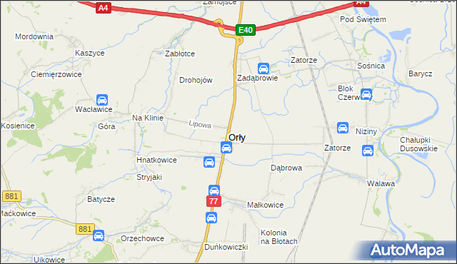 mapa Orły powiat przemyski, Orły powiat przemyski na mapie Targeo