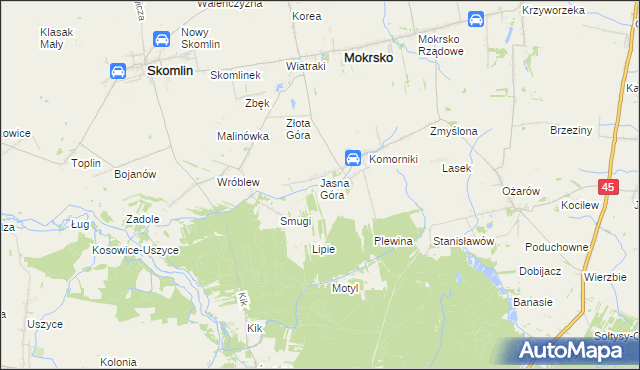 mapa Orzechowiec, Orzechowiec na mapie Targeo